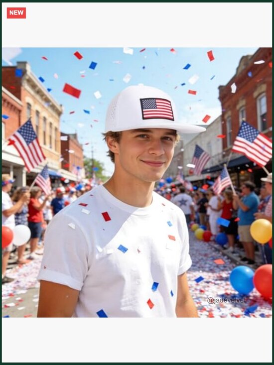 Patriotic Mesh Snapback Hat with Flag Patch, Quick Dry, UPF 30 main image 5